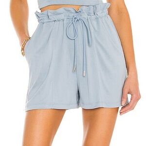 BCBGMAXAZRIA High Waist Light Blue Paperbag Shorts